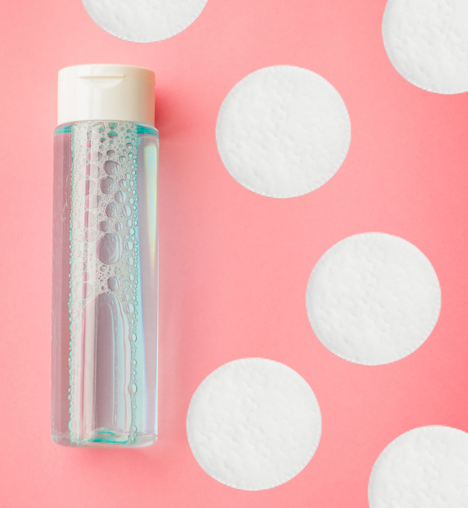 micellar water with cotton rounds
